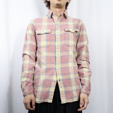 画像2: Ralph Lauren RRL マチ付き チェック柄 ヘビーネルシャツ S (2)