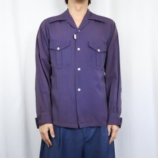 画像3: 50's NATIONAL SHIRT SHOPS "CENTRAL" チェーン刺繍 レーヨンオープンカラーシャツ S (3)