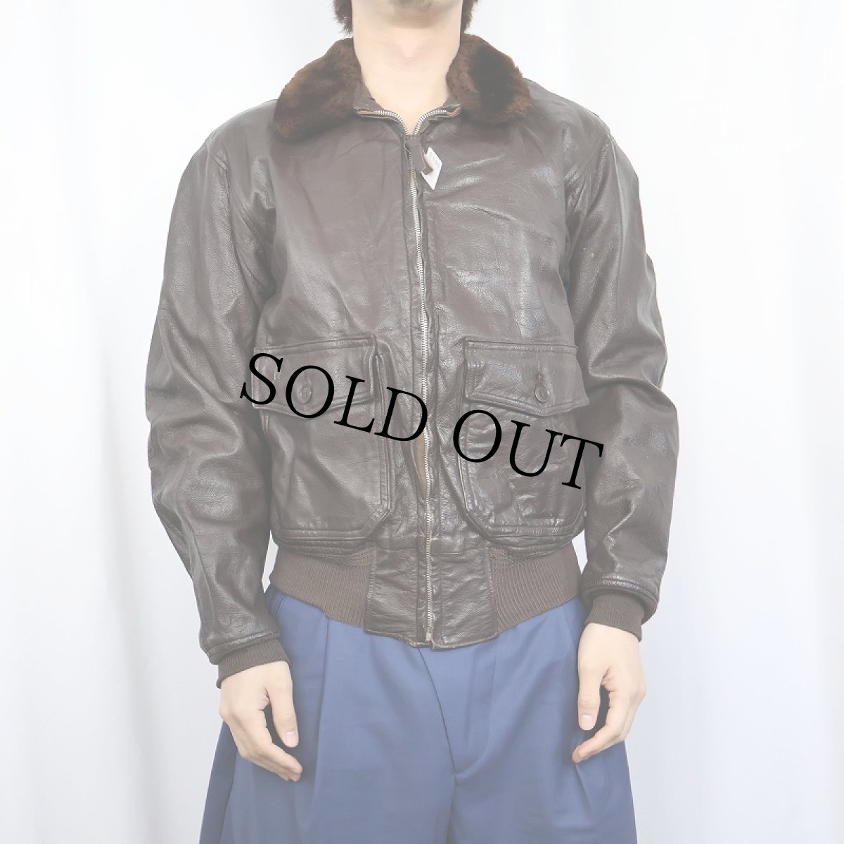 画像2: 50's U.S.NAVY G-1 レザーフライトジャケット SIZE40 (2)