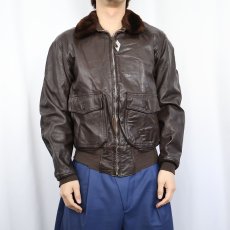 画像2: 50's U.S.NAVY G-1 レザーフライトジャケット SIZE40 (2)