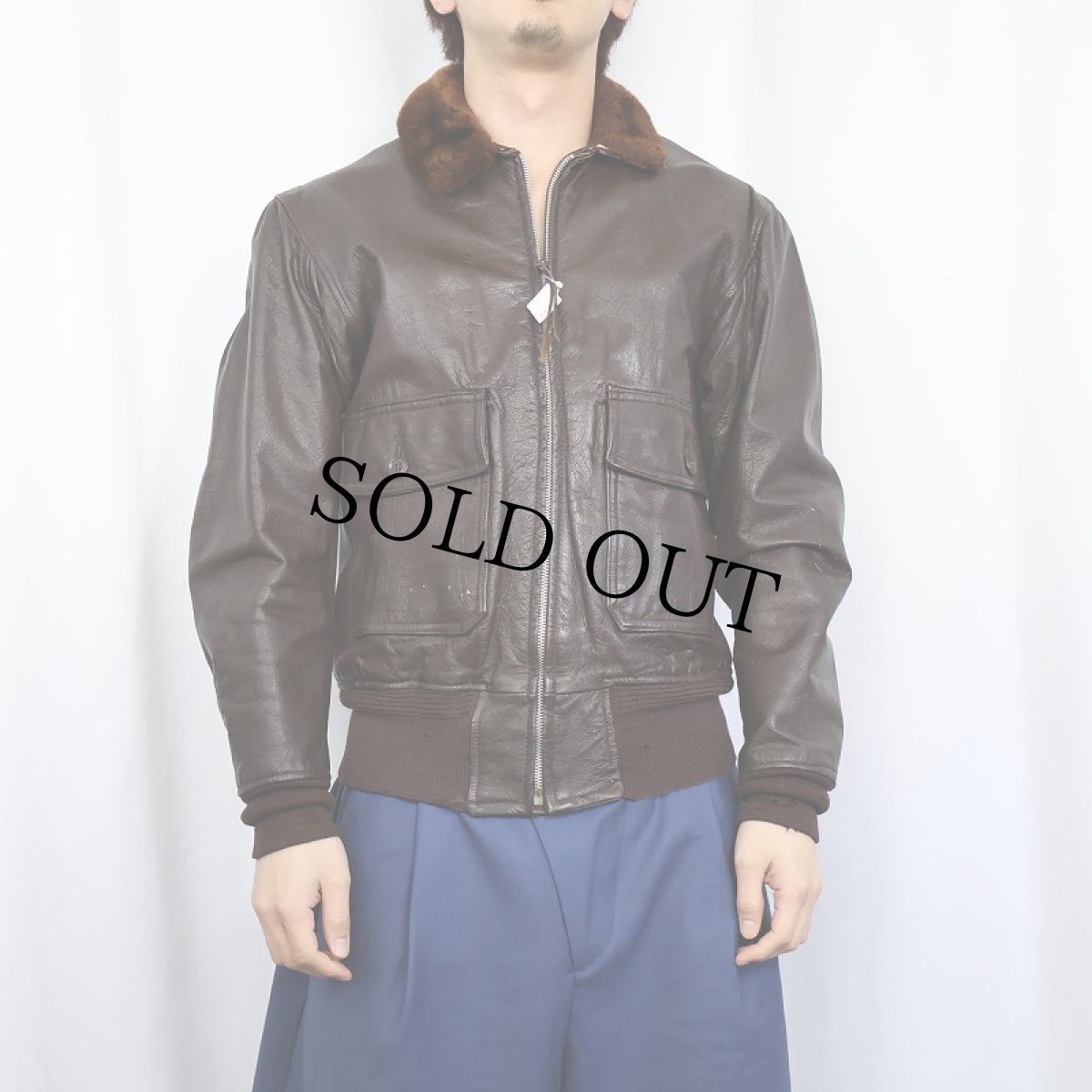 画像2: 50's U.S.NAVY G-1 レザーフライトジャケット SIZE38 (2)