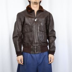 画像2: 50's U.S.NAVY G-1 レザーフライトジャケット SIZE38 (2)