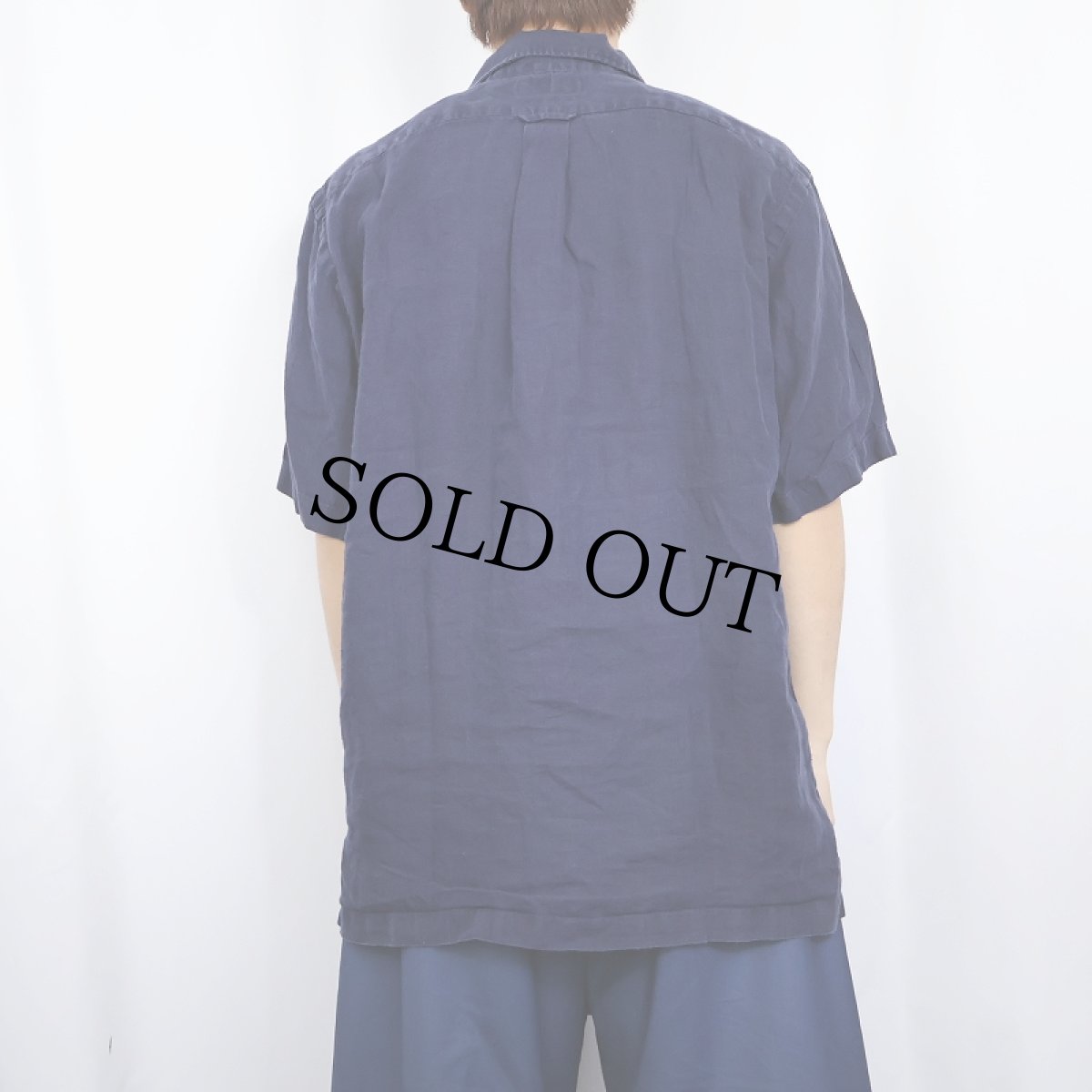 画像3: POLO Ralph Lauren "CALDWELL" リネンオープンカラーシャツ NAVY M (3)