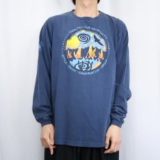 画像2: 90's patagonia USA製 "Beneficial T's" プリントロンT NAVY M (2)