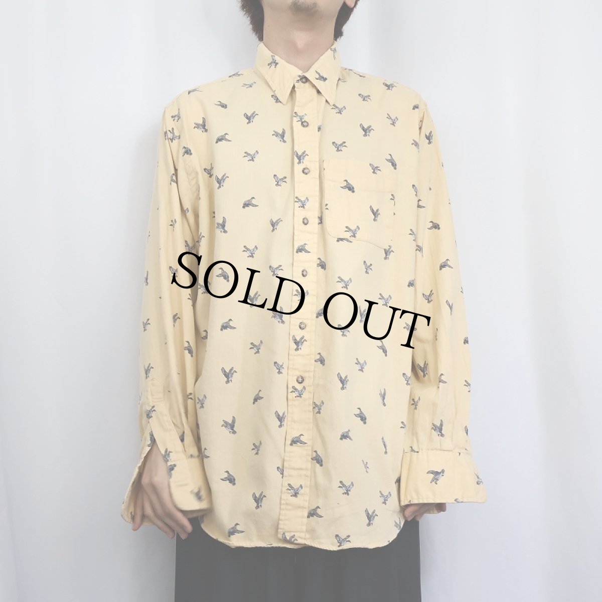 画像2: 80's L.L.Bean USA製 鴨柄 コットンシャツ XL (2)