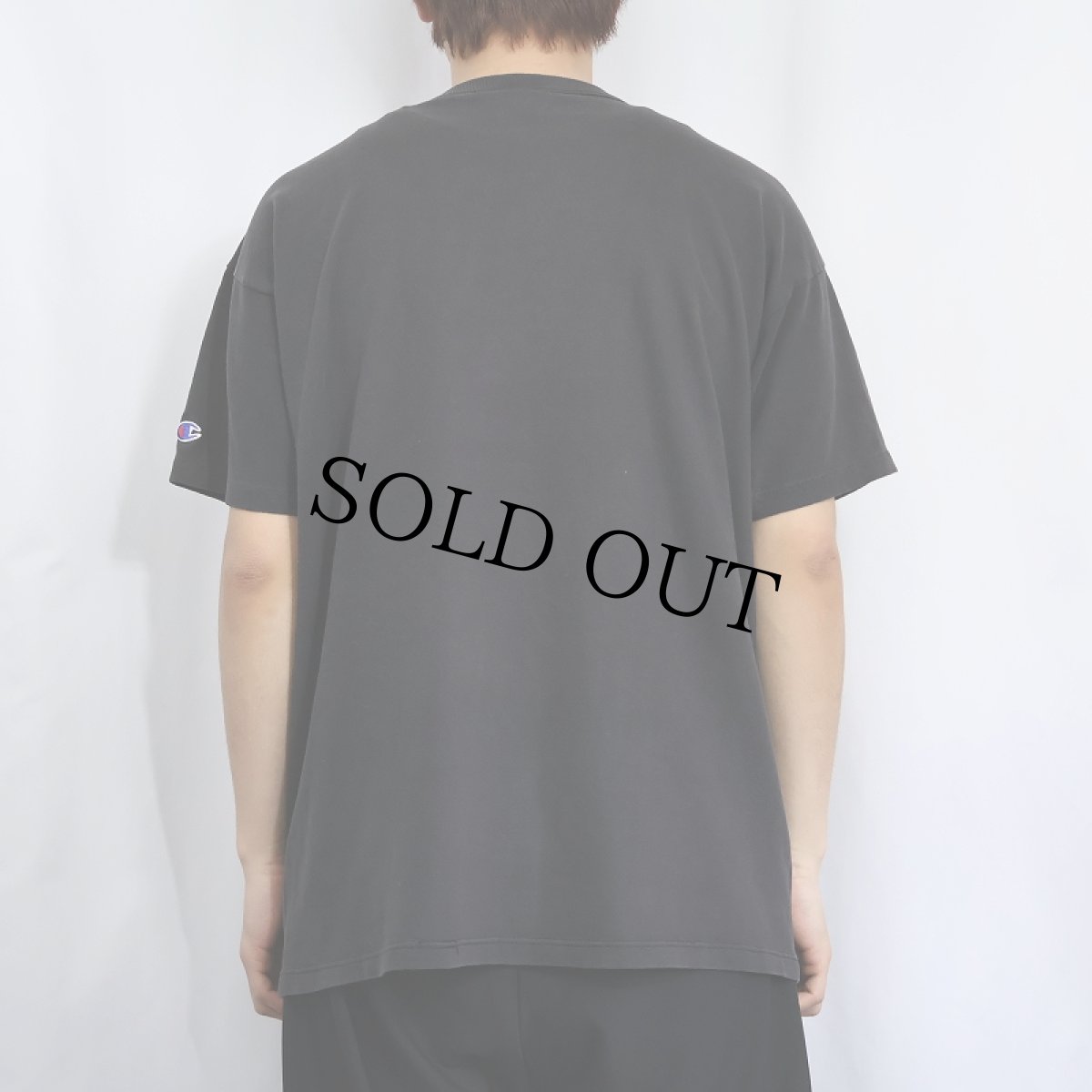 画像3: 80〜90's Champion USA製 青刺繍タグ 後期 ロゴ刺繍Tシャツ BLACK XL (3)