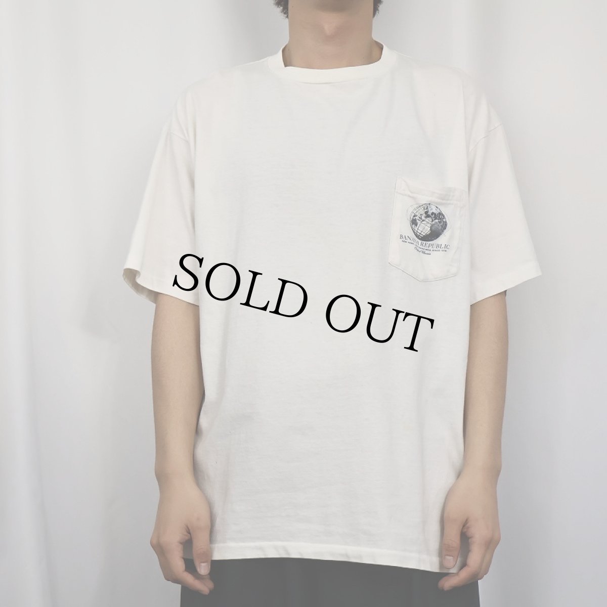 画像3: 90's BANANA REPUBLIC USA製 プリント ポケットTシャツ L (3)