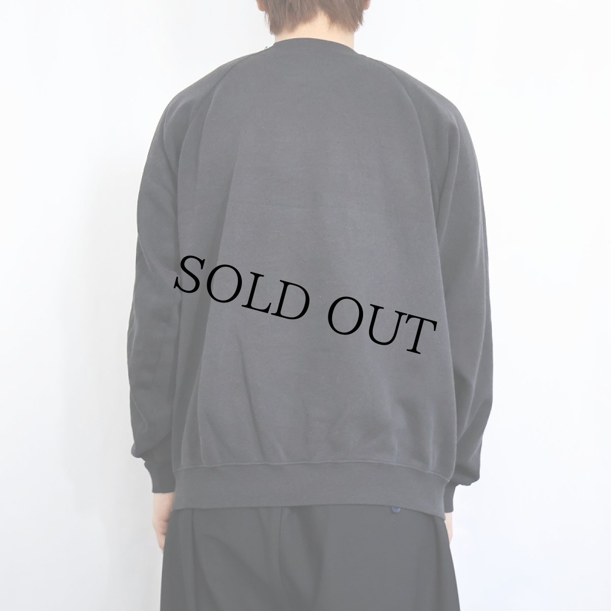 画像3: 80's〜 Virgin "VISION" レコードレーベル ロゴプリントラグランスウェット BLACK (3)