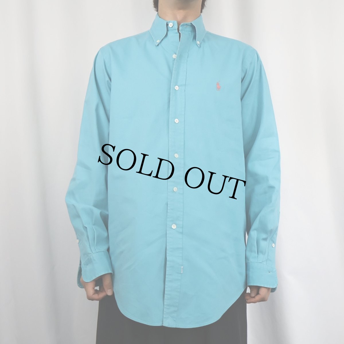 画像2: 90's Ralph Lauren ロゴ刺繍 コットンボタンダウンシャツ S (2)