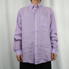 画像2: Ralph Lauren "CUSTOM FIT" 3点留め リネンボタンダウンシャツ L (2)