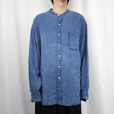 画像2: GAP バンドカラー インディゴリネンシャツ XL (2)