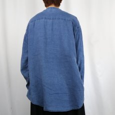 画像3: GAP バンドカラー インディゴリネンシャツ XL (3)