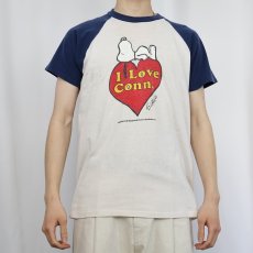 画像2: 70〜80's SNOOPY USA製 "I Love Conn." キャラクタープリント ラグランTシャツ L (2)