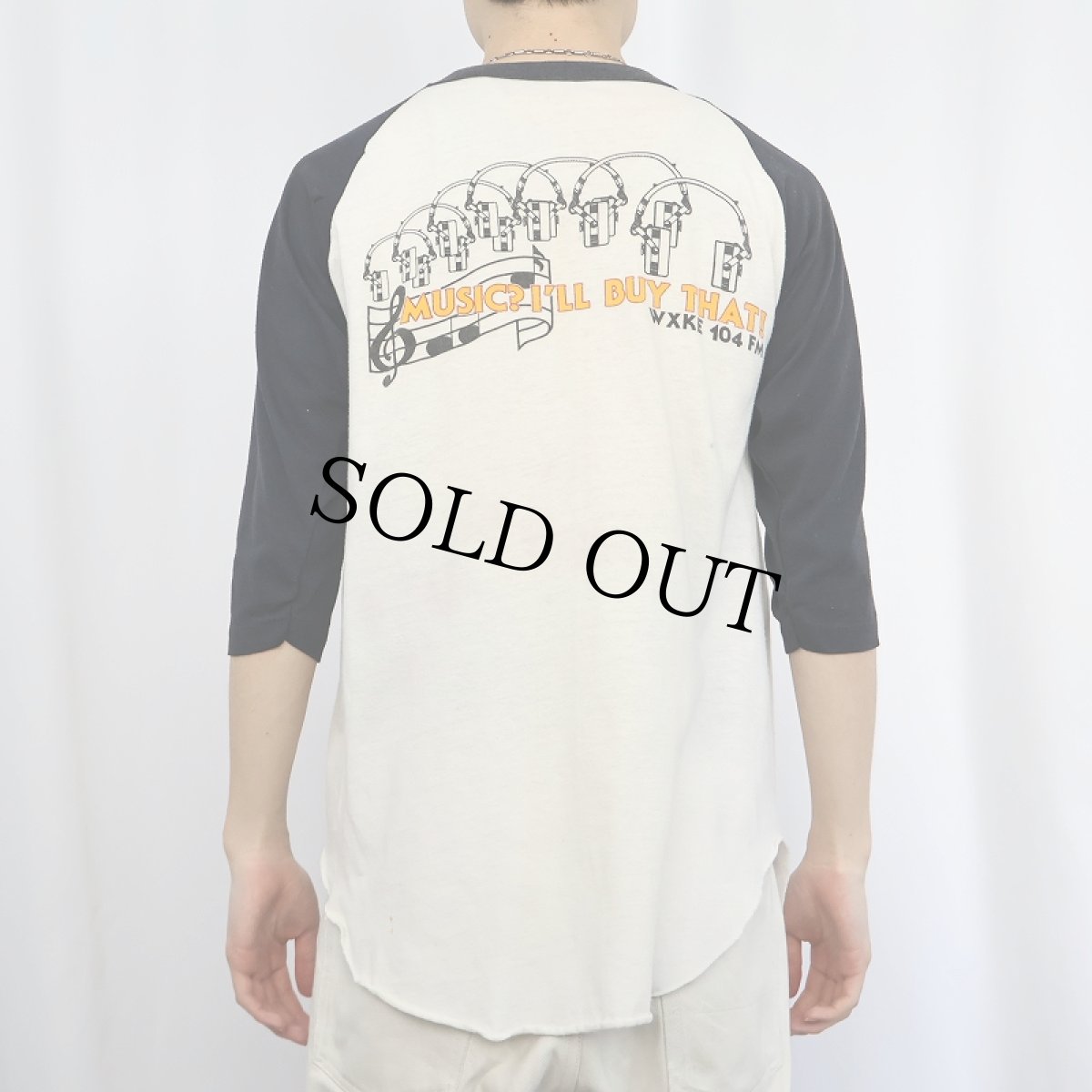 画像4: 70〜80's WXKE 104 FM USA製 ラジオ局プリント ラグランＴシャツ L (4)