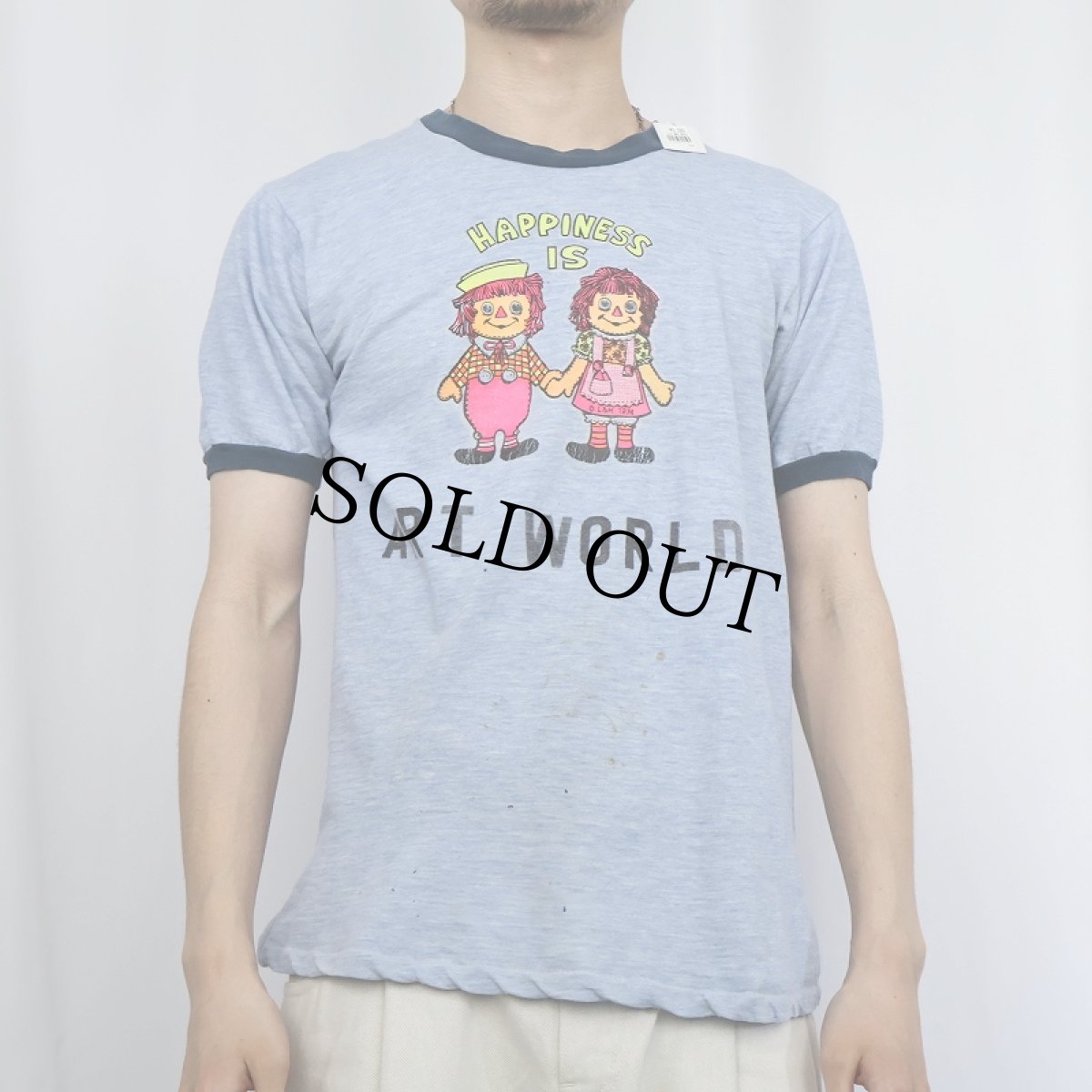 画像2: 70's "HAPPINESS IS" イラストプリント リンガーTシャツ (2)