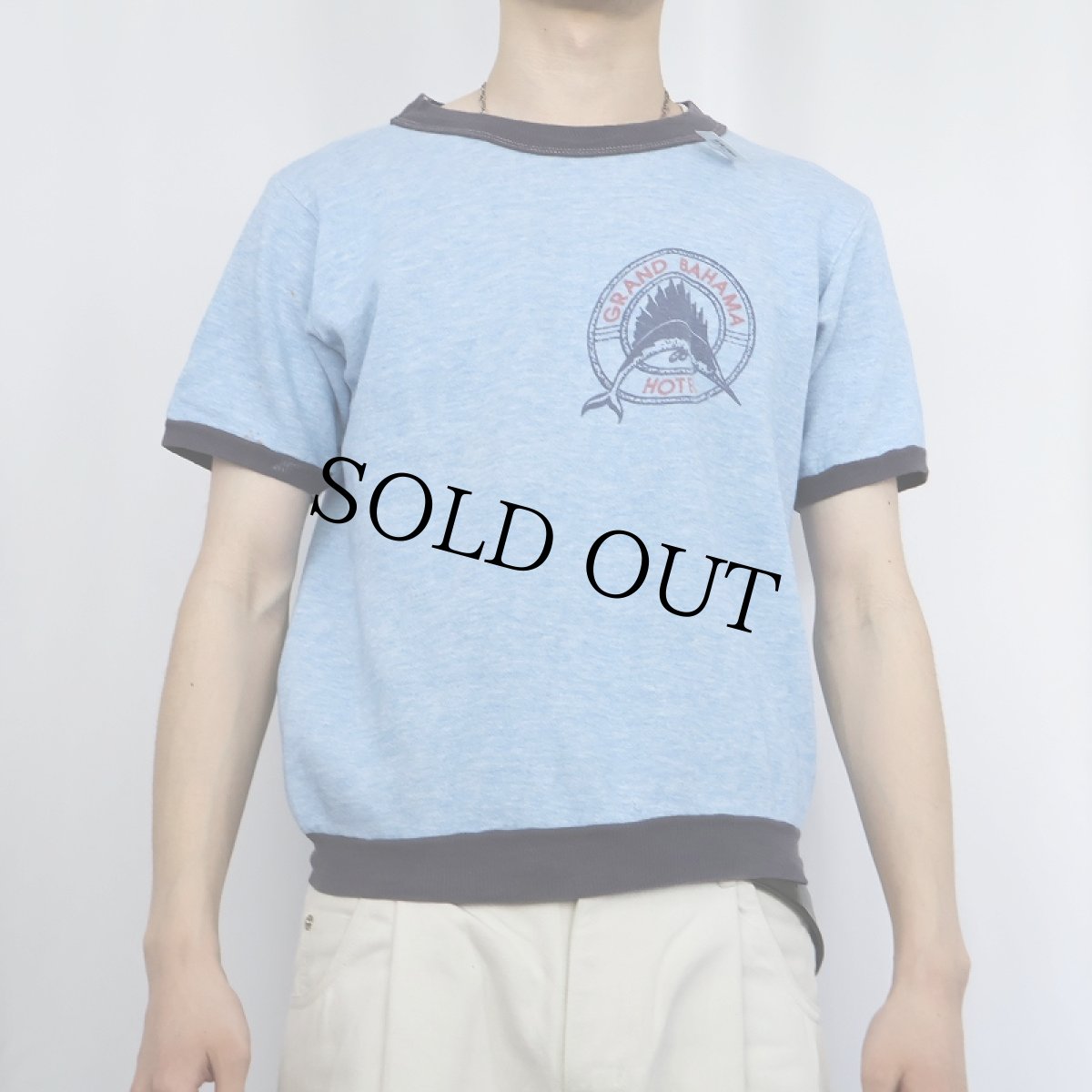 画像2: 70〜80's "GRAND BAHAMA HOTEL" 魚プリント 半袖スウェット (2)