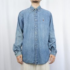 画像2: Ralph Lauren デニムボタンダウンシャツ M (2)