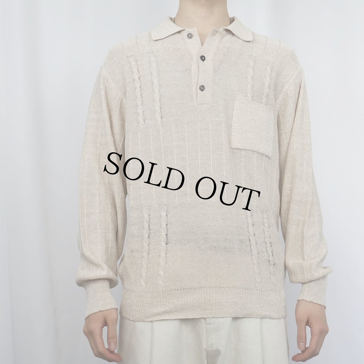 画像2: 80's〜 Moschini ITALY製 コットンニットポロシャツ SIZE50 (2)