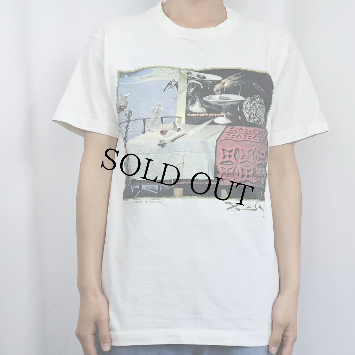 画像2: 90's SALVADOR DALI USA製 "Living Still Life" アートプリントTシャツ L (2)