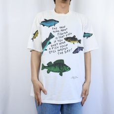 画像2: 90's SHOEBOX USA製 魚イラストプリントTシャツ XL (2)