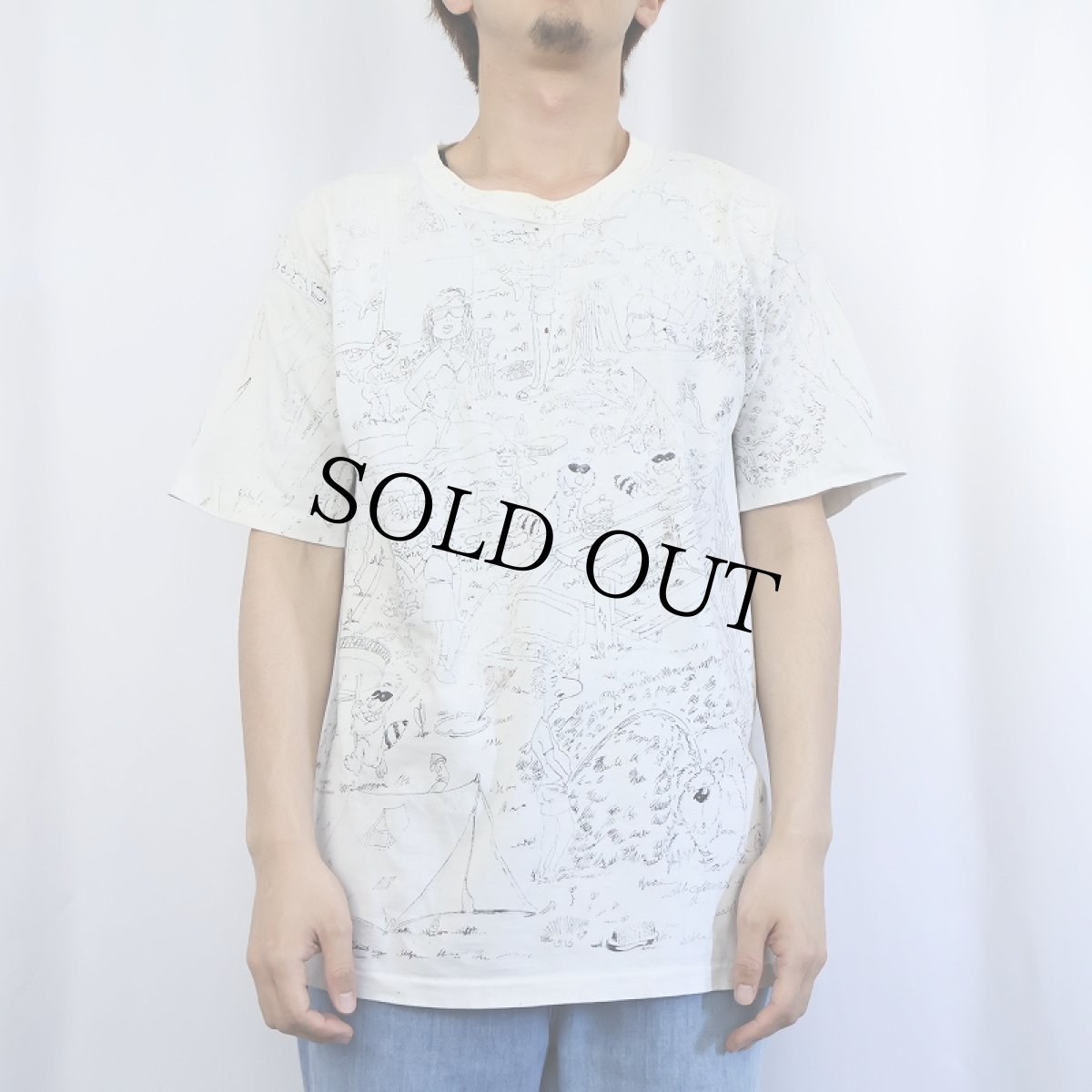 画像3: 90's BARA-QU-DA 大判 イラストプリントTシャツ L (3)