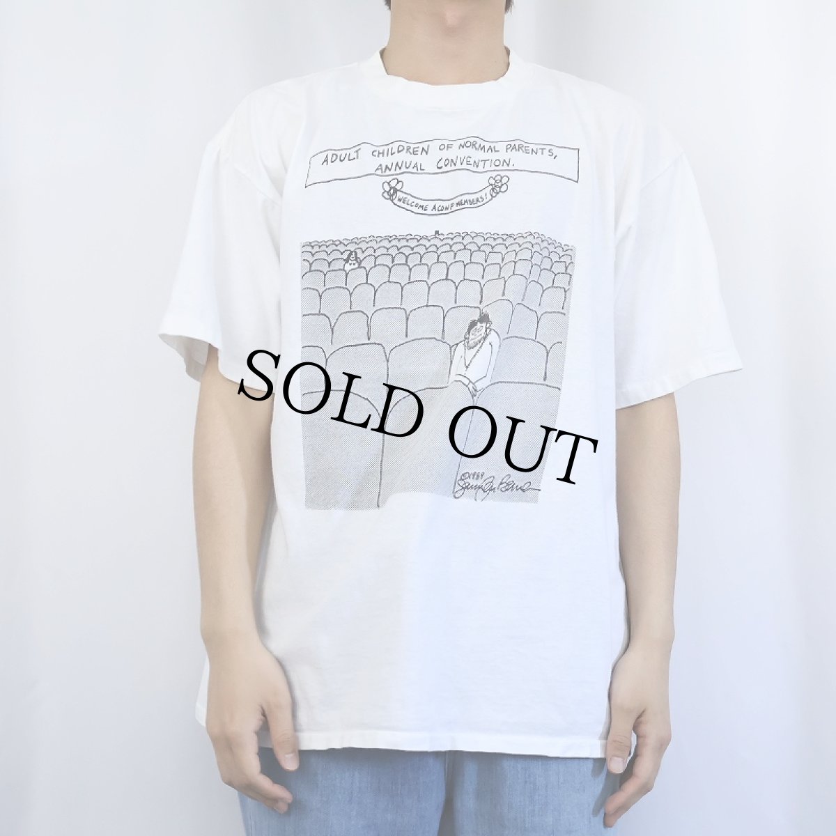 画像2: 80's "ADULT CHILDREN OF NORMAL..." シュールイラストプリントTシャツ XL (2)