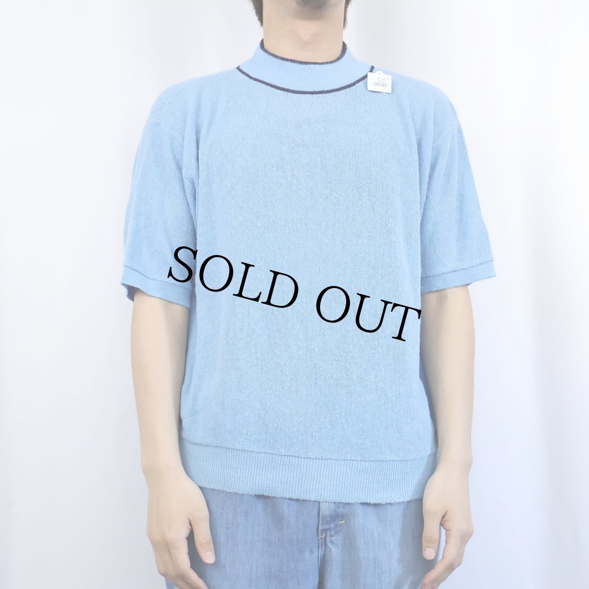 画像2: 70's〜 モックネック アクリルニットTシャツ (2)