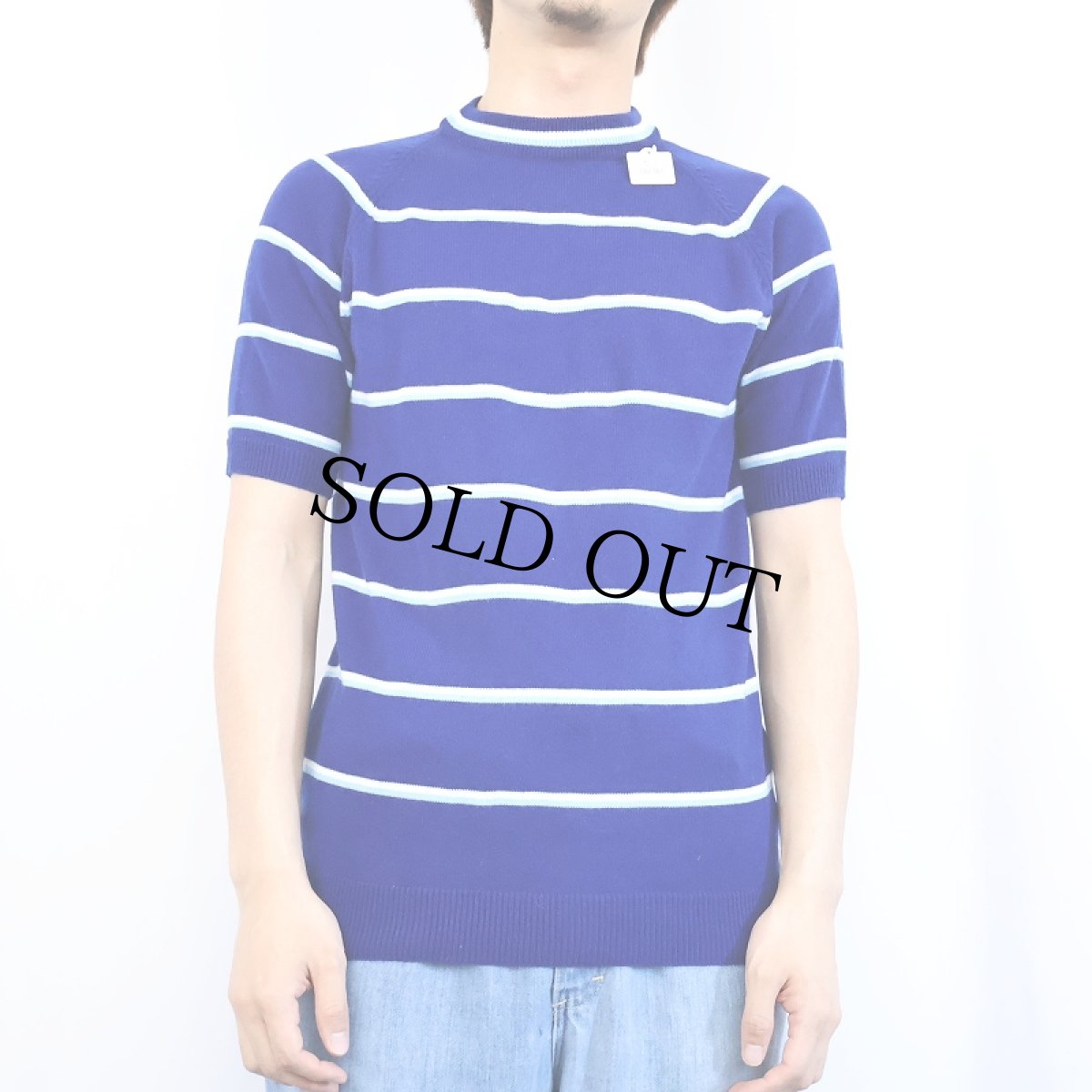 画像2: 70's TOWNCRAFT Penneys ボーダー柄 アクリルニットTシャツ M (2)