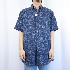 画像2: POLO Ralph Lauren "CAMBRIDGE" ペイズリー柄 リネンプルオーバーシャツ NAVY M (2)