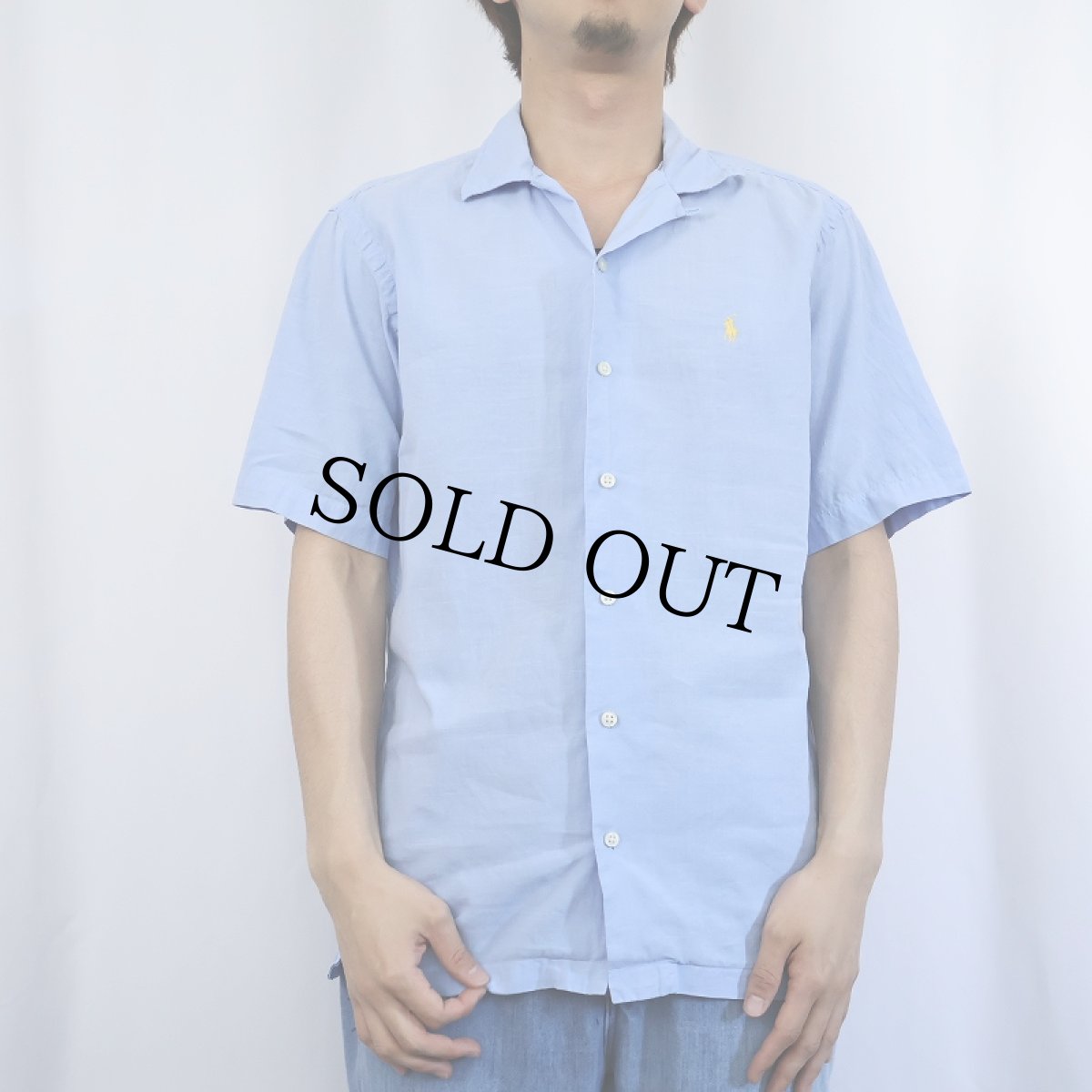 画像2: POLO Ralph Lauren "CURHAM CLASSIC FIT" リネン×コットン オープンカラーシャツ S (2)