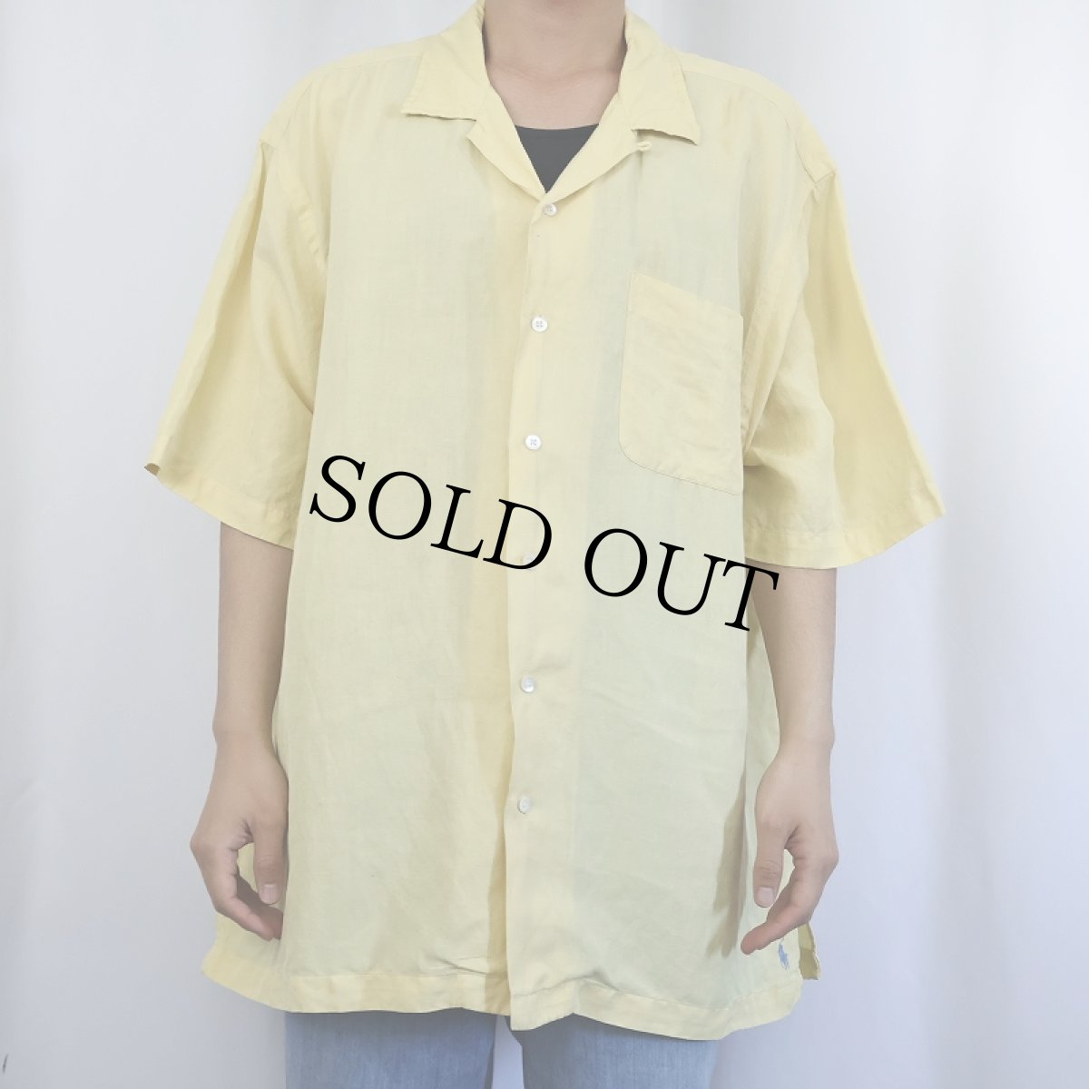 画像2: POLO Ralph Lauren リネン×シルク オープンカラーシャツ XXL (2)