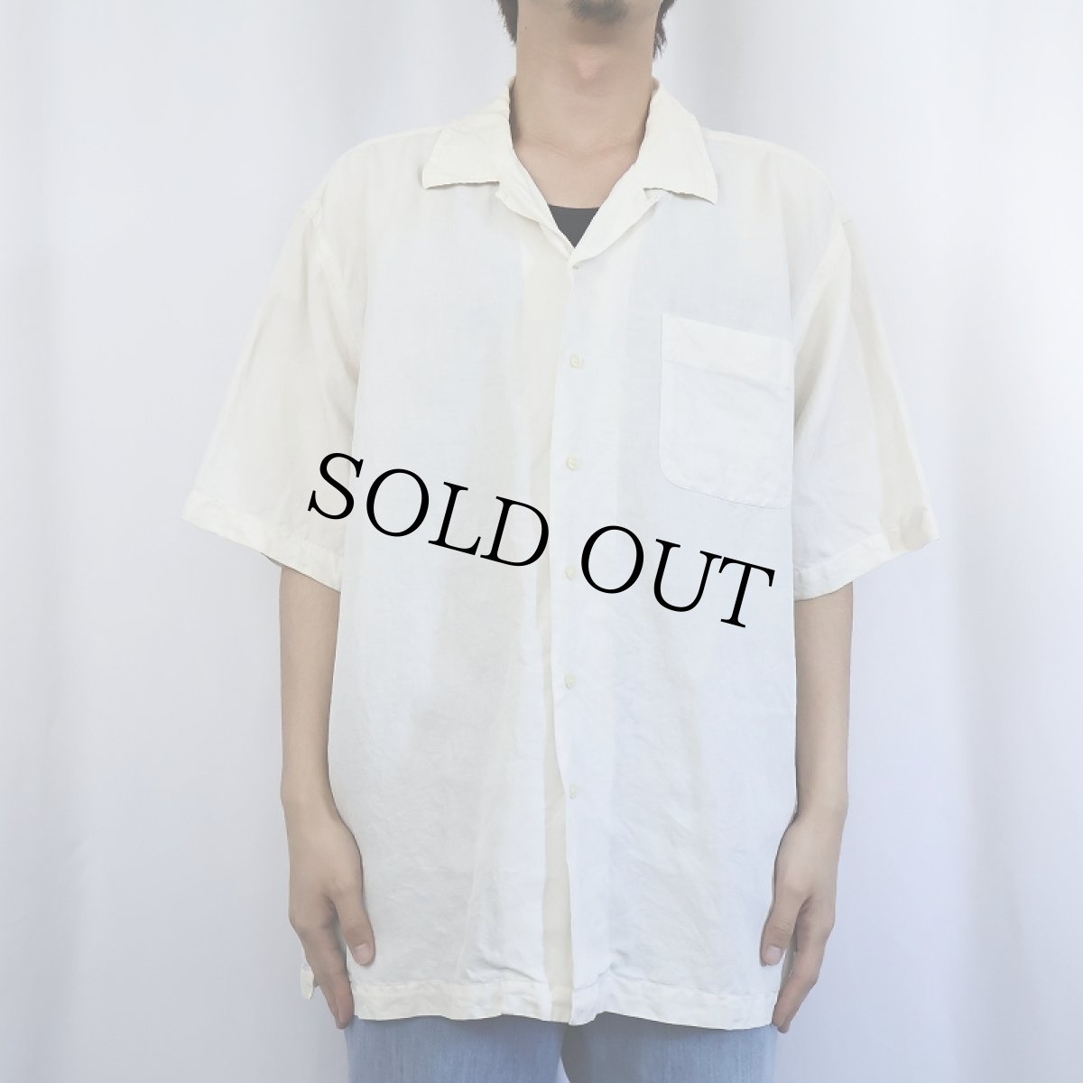 画像2: POLO Ralph Lauren "CALDWELL" リネン×シルク オープンカラーシャツ XXL (2)