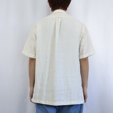 画像3: POLO Ralph Lauren ヘリンボーンツイル リネン×シルク オープンカラーシャツ M (3)