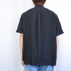 画像3: POLO Ralph Lauren ヘリンボーンツイル リネン×シルク オープンカラーシャツ BLACK L (3)