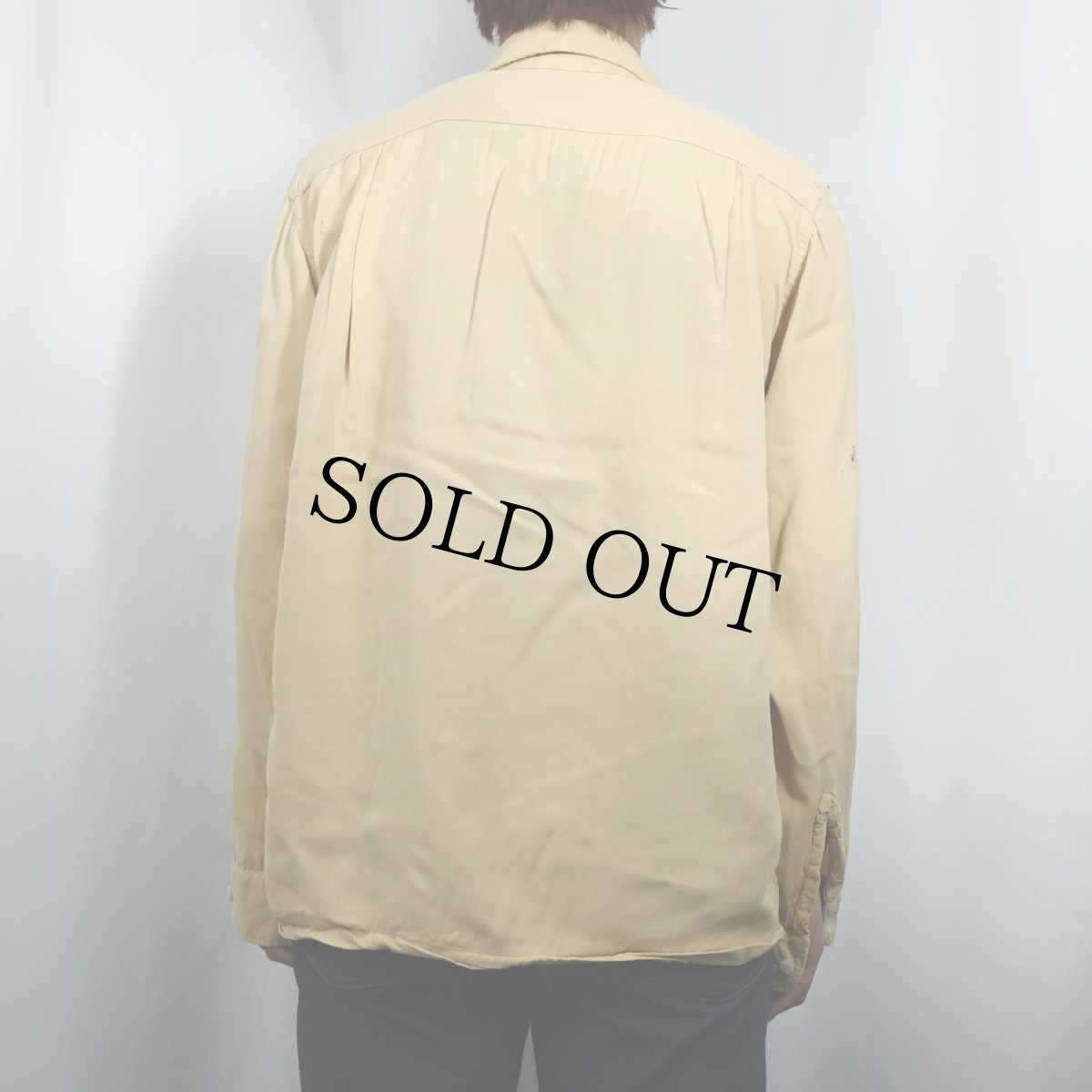 画像3: 60's Nofade ギャバジン オープンカラーシャツ 15 M 15 1/2 (3)