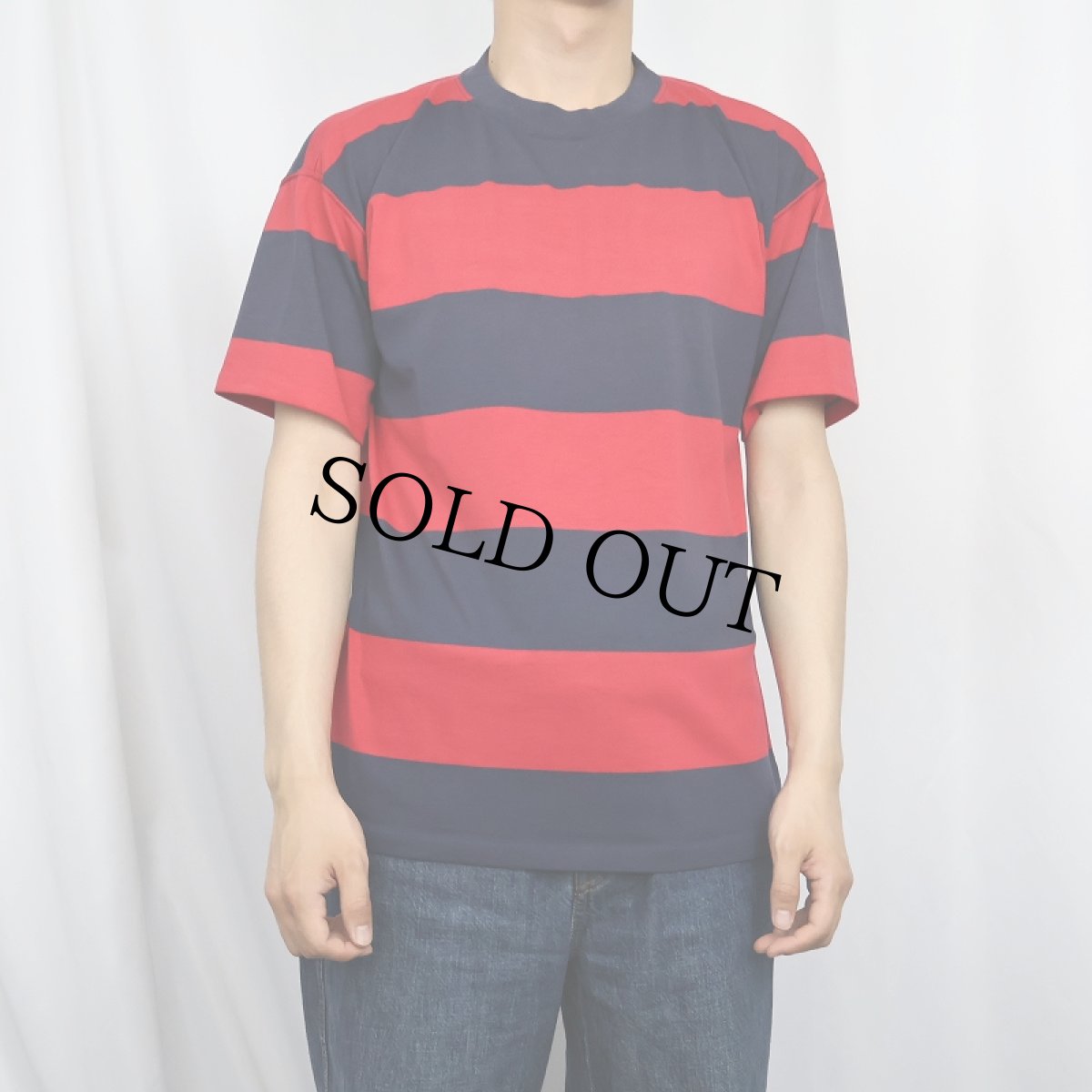 画像2: 90's CLASS 955 USA製 ファットボーダー柄 Tシャツ M (2)