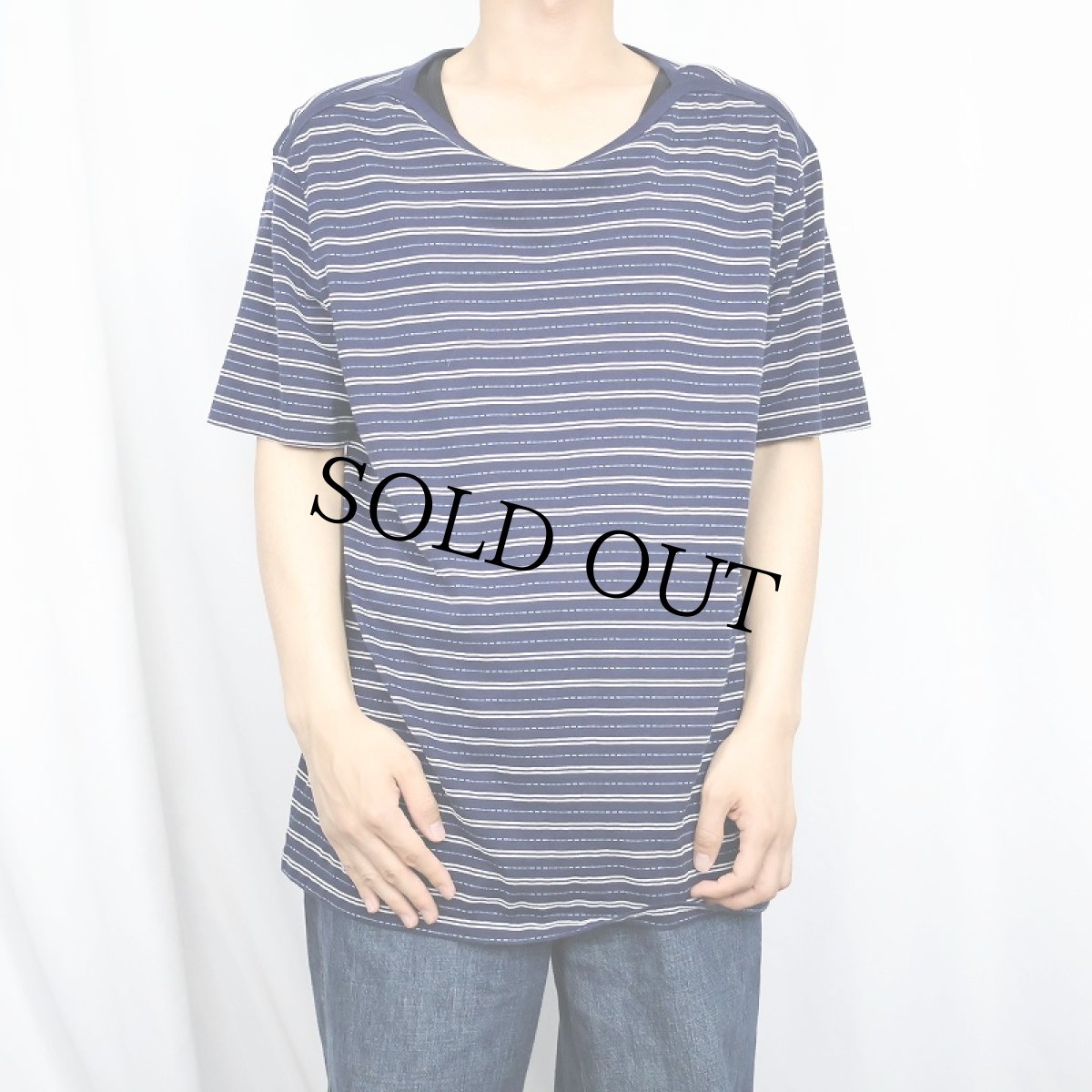 画像2: POLO Ralph Lauren マルチボーダー柄 Tシャツ NAVY XL (2)