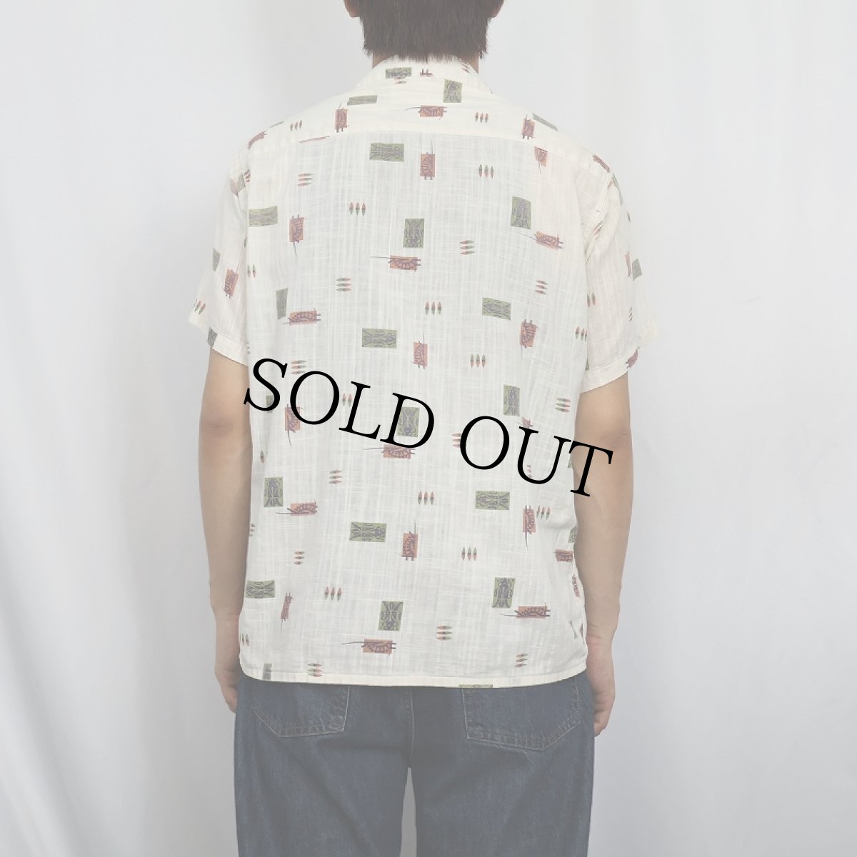 画像3: 50's UNKNOWN ネイティブ柄 コットンオープンカラーシャツ (3)