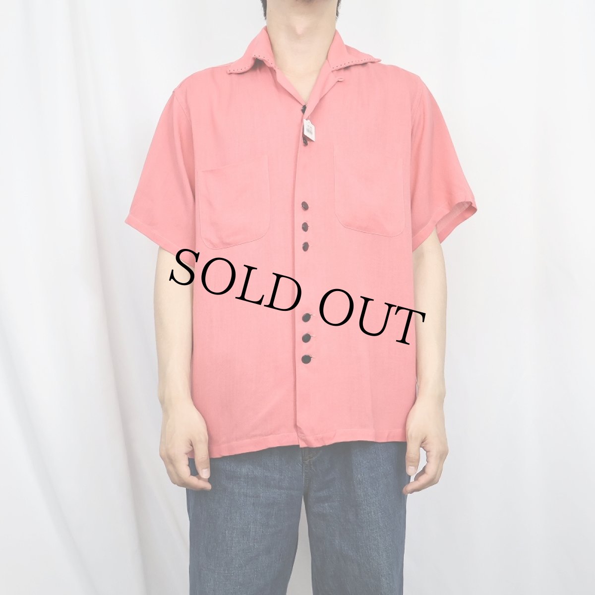 画像2: 50's CAMPUS レーヨンオープンカラーシャツ M (2)