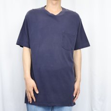 画像2: 90's TOWNCRAFT USA製 無地 ポケットTシャツ NAVY XL (2)