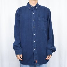 画像2: EMS インディゴ 鹿の子ボタンダウンシャツ M (2)
