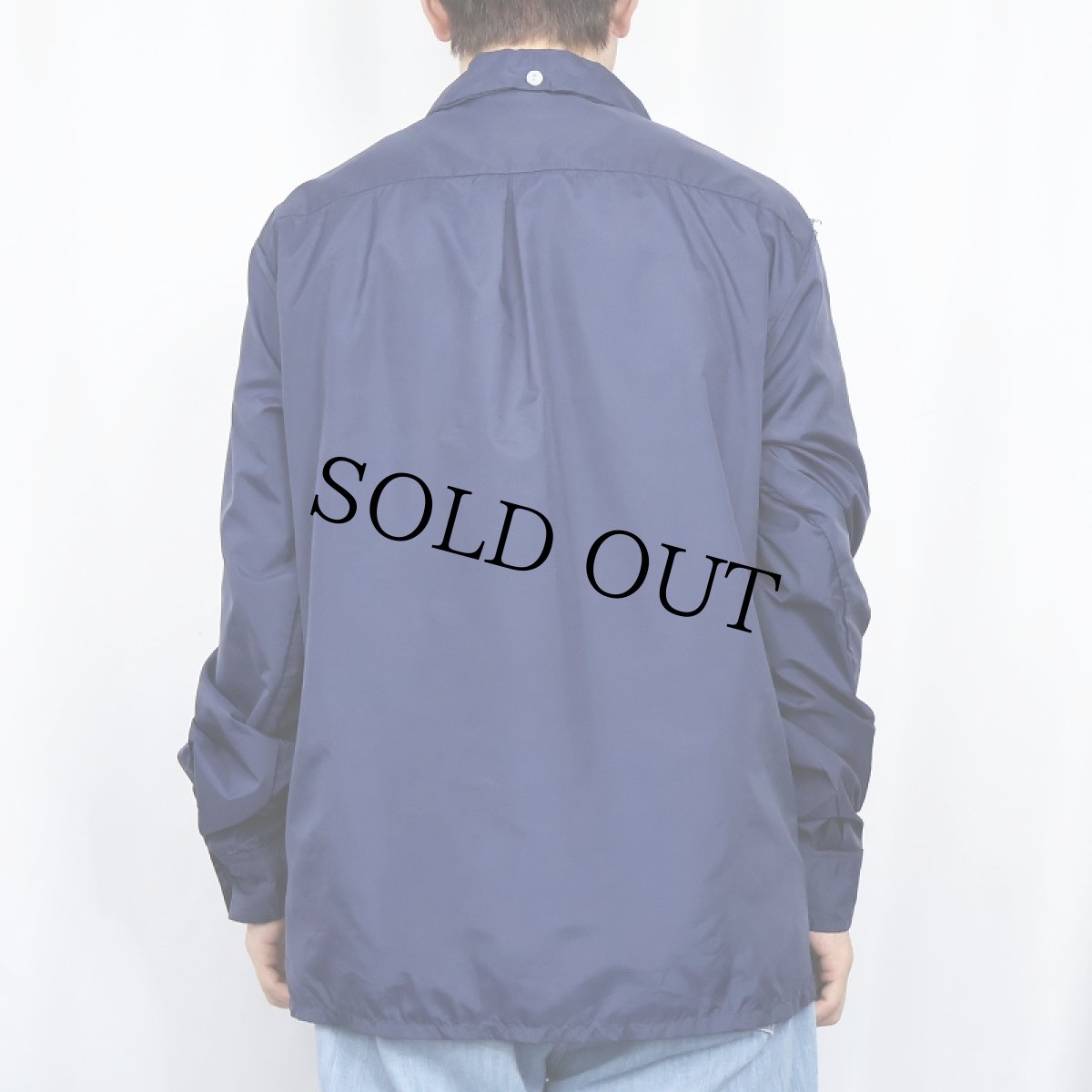 画像3: 70's 猫目ボタン ハーフジップナイロンジャケット NAVY L (3)