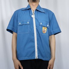 画像2: 70's ワッペン付き ポリエステル ジップシャツ (2)
