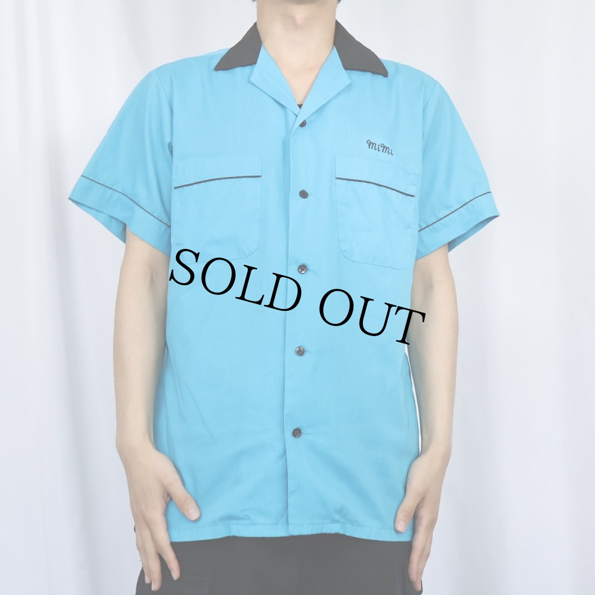 画像3: 90's HILTON USA製 "TIM'S" コットンポリ ボーリングシャツ M (3)