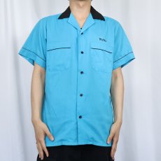 画像3: 90's HILTON USA製 "TIM'S" コットンポリ ボーリングシャツ M (3)