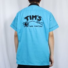 画像4: 90's HILTON USA製 "TIM'S" コットンポリ ボーリングシャツ M (4)