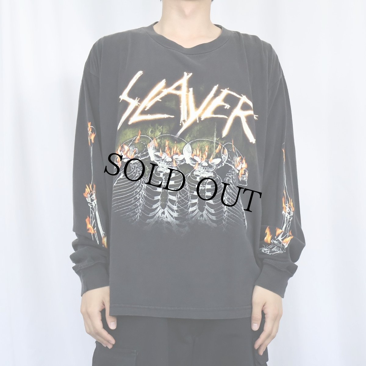 画像2: 2000's SLAYER スラッシュメタルバンド スカルプリントロンT BLACK XL (2)