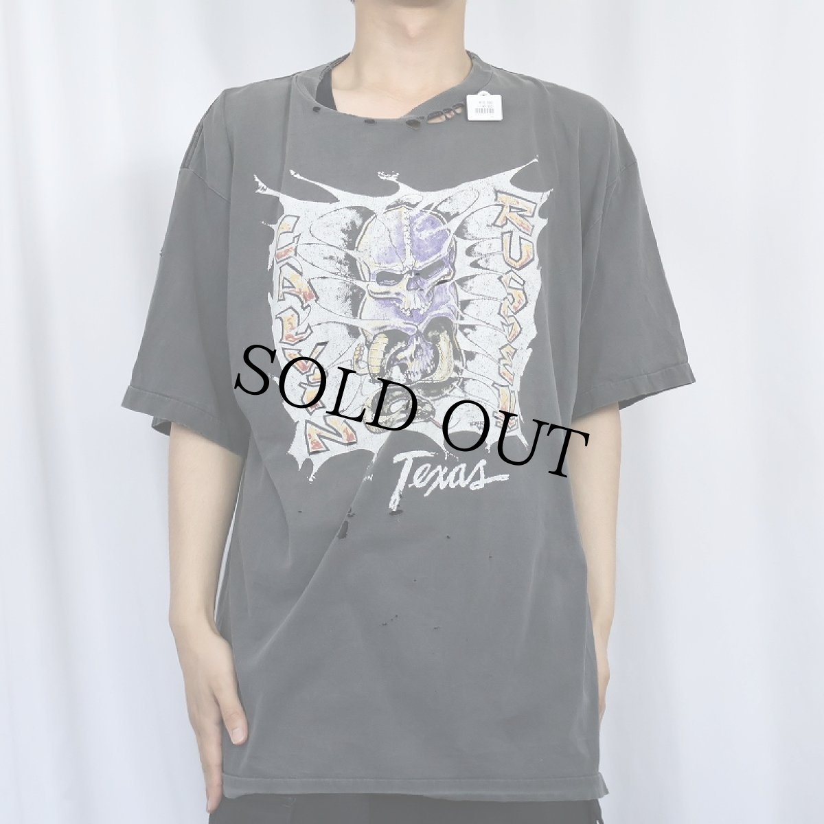 画像2: 90's Calvin Russell シンガーソングライター スカルプリントTシャツ BLACK (2)