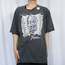 画像2: 90's Calvin Russell シンガーソングライター スカルプリントTシャツ BLACK (2)