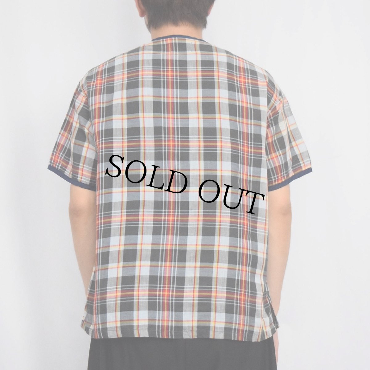 画像3: 60's Sears マドラスチェック柄 ヘンリーネック コットンプルオーバーシャツ L (3)